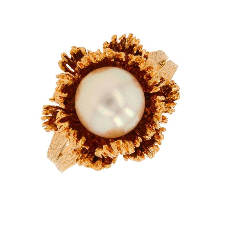 Bague vintage perle de culture or jaune 12.76g Comme neuf -  reconditionné disponible sur Gemme Les Bijoux